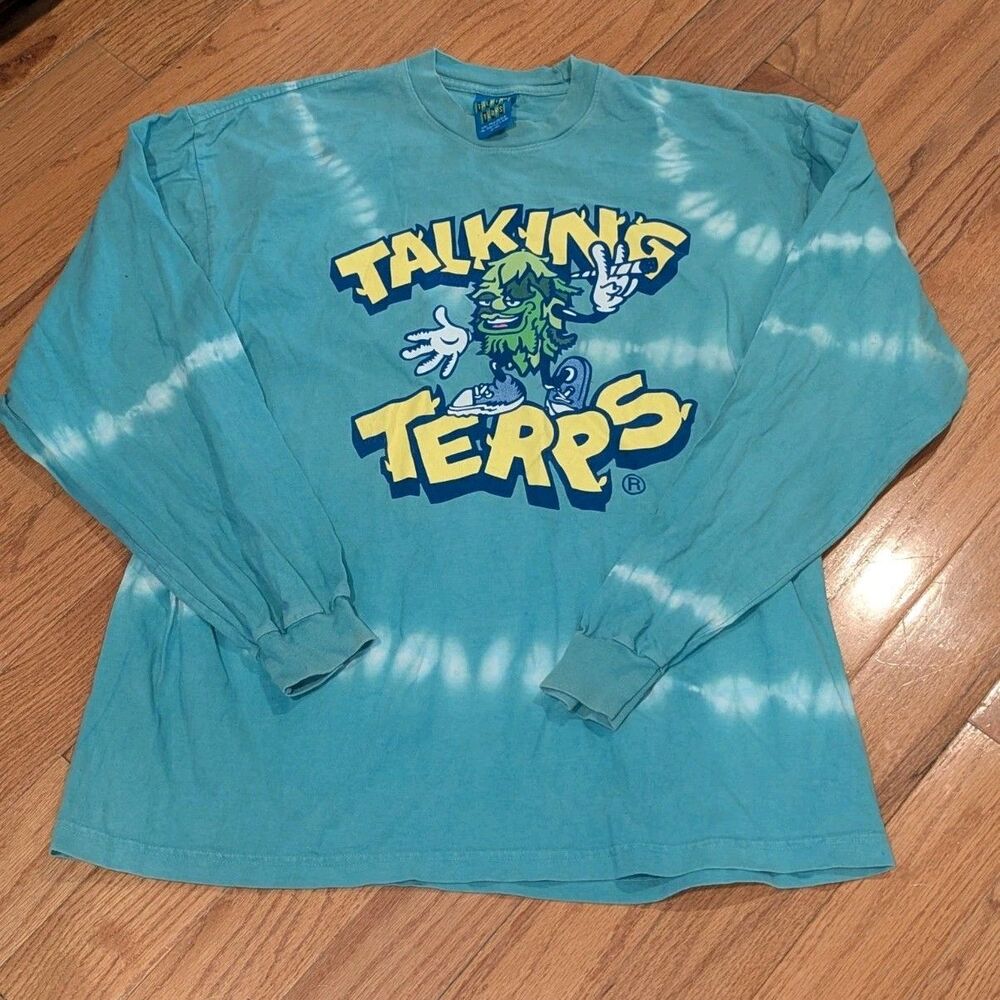Y2K Talking Terps Weed Marijuana Cannabis Tie Dye Long Sleeve Shirt XL Hippie